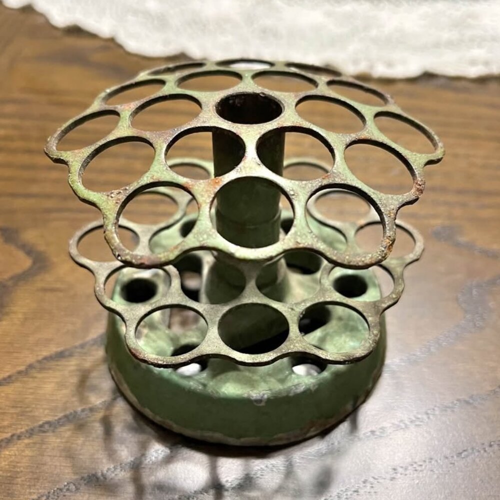 Vintage Flower Frog Tiered Honeycomb Industrial Boho Plant Decor